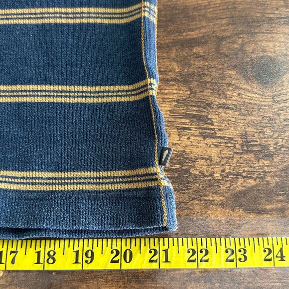 Toad Co Waffle Knit Thermal Shirt Mens Large Striped Blue Tan Organic Cotton EUC - Picture 6 of 8